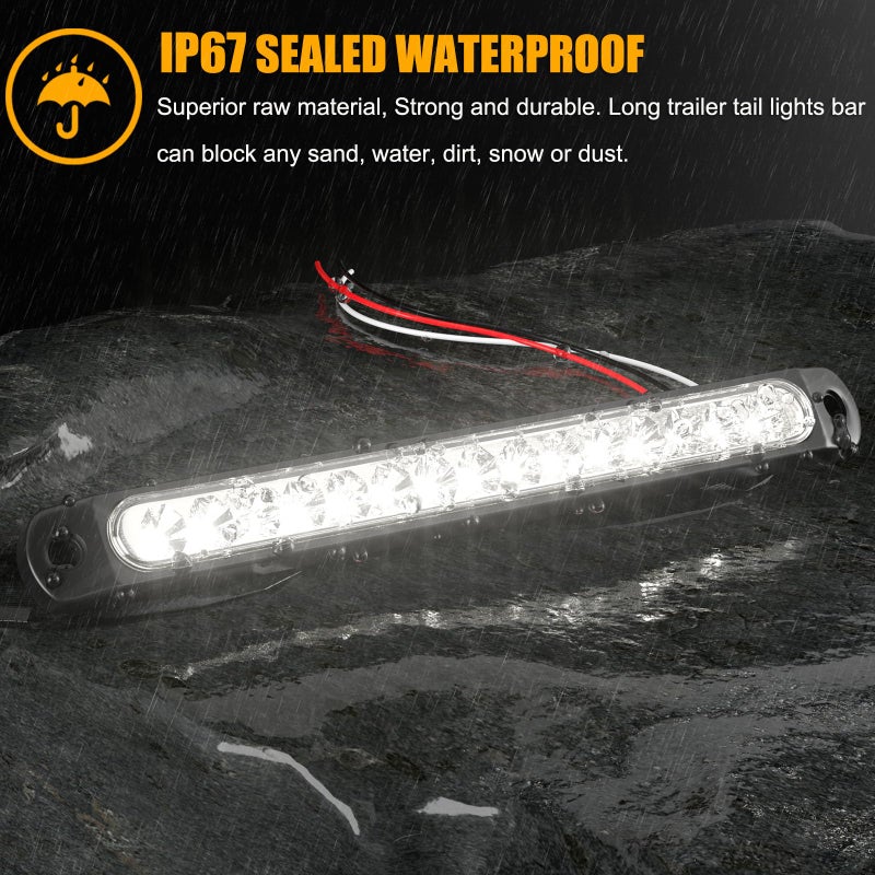 PSEQT 10" 15 LED Trailer Identification Light Led Running Reverse Backup Tail Light Bar Strip White Truck Rear Side Marker Lights Waterproof - Image 5